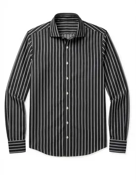 Camicia in popeline a righe grigio antracite