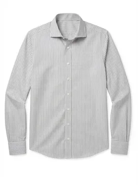 Camicia in popeline a righe grigio chiaro