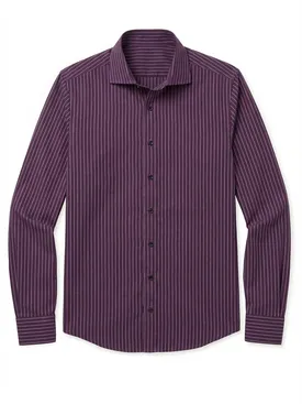 Camicia in popeline a righe viola