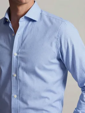 Camicia in popeline elasticizzato stampato blu