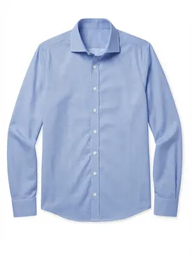 Camicia in popeline elasticizzato stampato blu