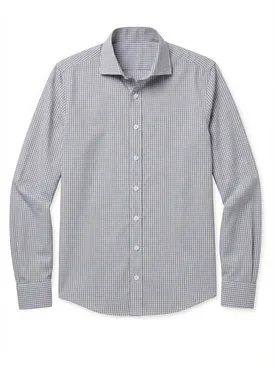 Camicia in popeline a quadri grigi facile da stirare