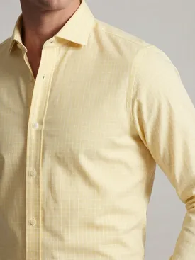Camicia in popeline Principe di Galles gialla facile da stirare