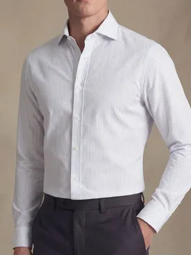 Camicia in popeline a righe grigie facile da stirare