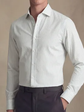 Camicia in popeline a righe verdi facile da stirare