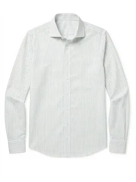 Camicia in popeline a righe verdi facile da stirare