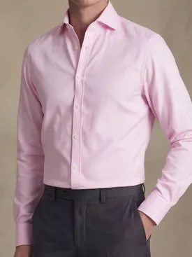 Camicia dobby rosa pallido semplice