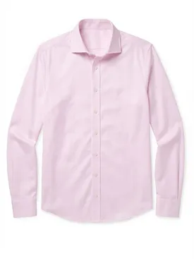 Camicia dobby rosa pallido semplice