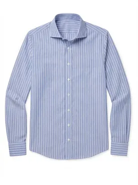 Camicia in popeline a righe blu sbiadite