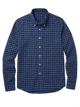 Camicia di flanella spessa a quadri blu navy e azzurro cielo