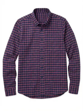 Camicia di flanella spessa blu navy con quadri rossi