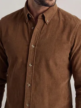 Camicia in velluto a coste spesso color nocciola