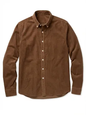 Camicia in velluto a coste spesso color nocciola