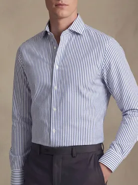 Camicia in popeline a righe blu facile da stirare