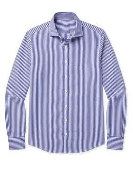 Camicia in popeline a righe blu royal facile da stirare
