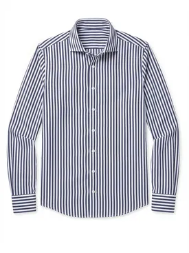 Camicia in popeline a righe blu navy facile da stirare