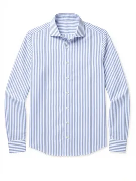 Camicia in popeline a righe azzurre facili da stirare
