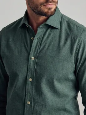 Camicia di flanella verde kaki tinta unita
