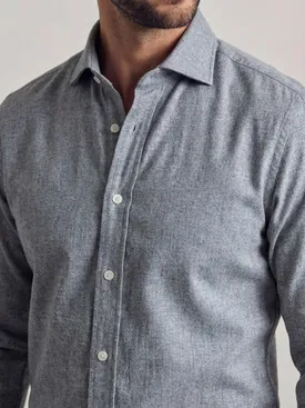 Camicia in flanella grigia tinta unita