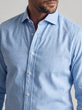Camicia di flanella blu cielo tinta unita