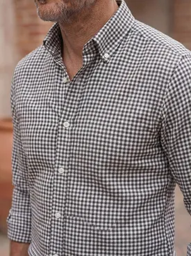 Camicia in flanella con piccoli quadretti marroni