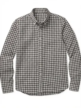 Camicia in flanella con piccoli quadretti marroni