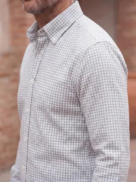 Camicia in flanella con piccoli quadretti grigi