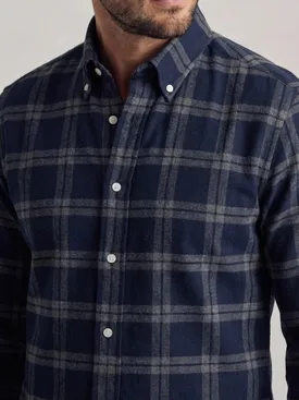 Camicia di flanella spessa in tartan blu e grigio
