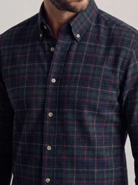 Camicia di flanella spessa in tartan verde e blu