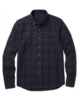 Camicia di flanella spessa in tartan verde e blu
