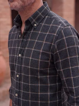 Camicia di flanella a quadri grigio scuro
