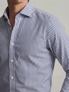 Camicia in twill a righe blu navy facile da stirare