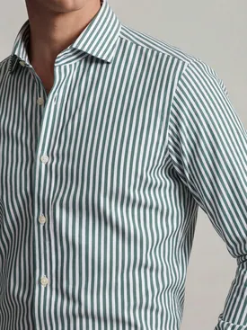 Camicia in twill a righe verde facile da stirare