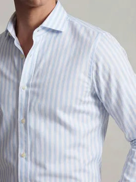 Camicia in twill a righe azzurro cielo facile da stirare