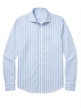 Camicia in twill a righe azzurro cielo facile da stirare