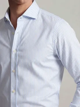 Camicia in twill a righe azzurro cielo facile da stirare