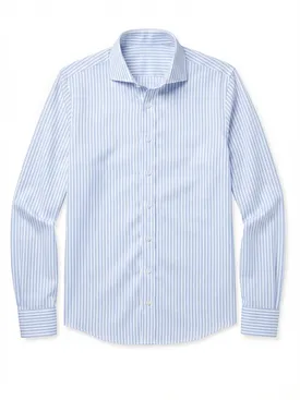 Camicia in twill a righe azzurro cielo facile da stirare