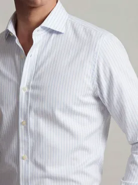 Camicia in twill a righe azzurro cielo facile da stirare