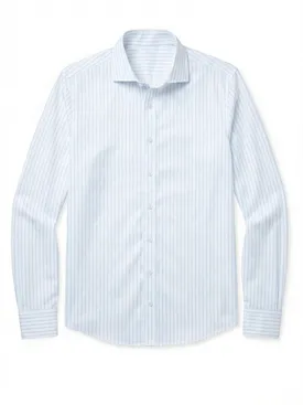 Camicia in twill a righe azzurro cielo facile da stirare