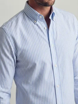 Camicia Oxford a righe azzurro cielo
