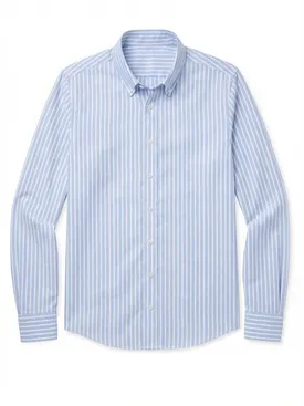 Camicia Oxford a righe azzurro cielo