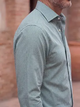 Camicia in twill a quadri verdi