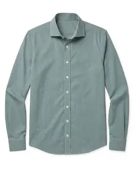 Camicia in twill a quadri verdi