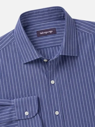 Camicia in popeline a righe blu