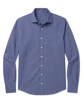 Camicia in popeline a righe blu