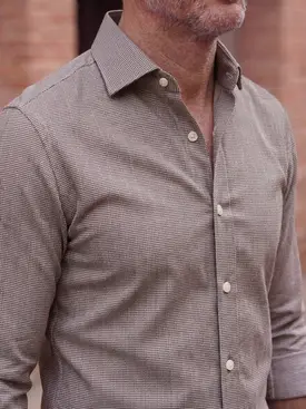 Camicia in twill tinta unita marrone
