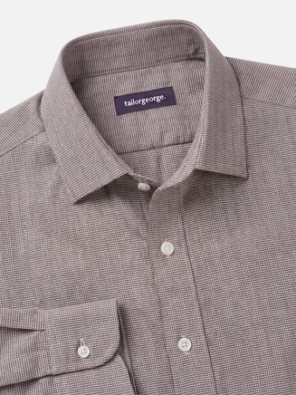 Camicia in twill tinta unita marrone