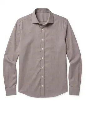 Camicia in twill tinta unita marrone