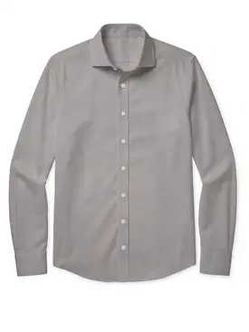 Camicia in popeline tinta unita marrone