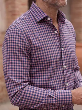 Camicia in twill a quadri viola
